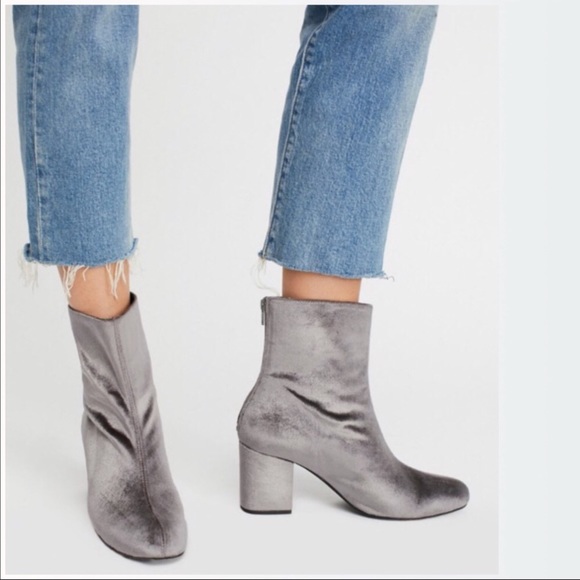 Free People Cecile Block Heel Booties Grey - Picture 3 of 8